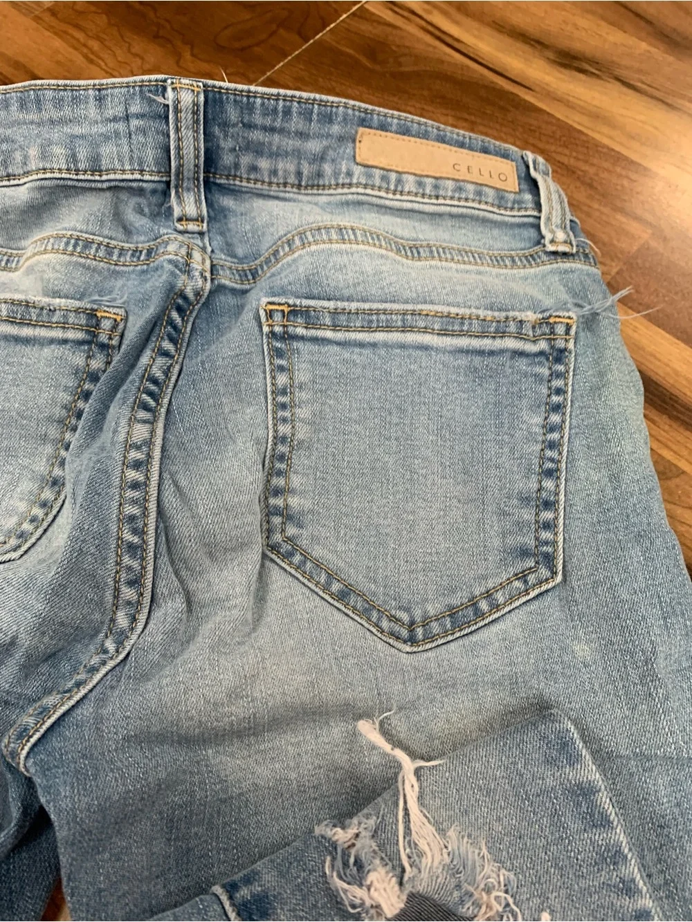 Cello Distressed Skinny Jeans Women Size 3 Blue Denim Ripped Frayed Stretch